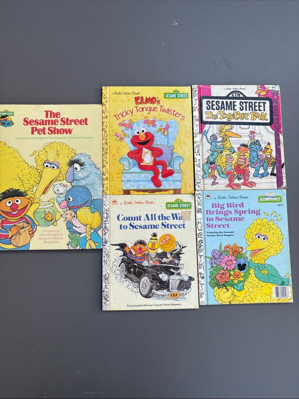 Vintage Sesame Street Little Golden Books Lot of 5 Elmo Big Bird Hardcover